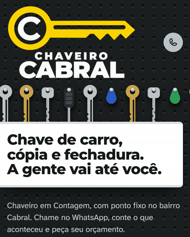 Topo da landing page do Chaveiro Cabral